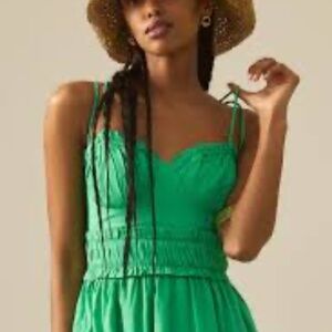 Anthropologie Kelly Green Corset Midi Dress